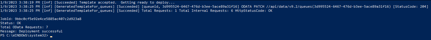 PowerShell successfull deployment